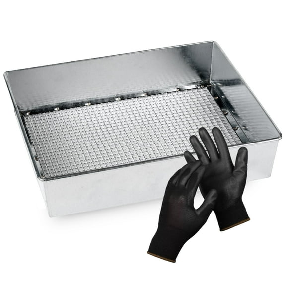 WENSES Trapping Soil Sifter, 12 x 10 inch Standard Size with 1/4 inch Mesh, Garden Sieve with Work Gloves