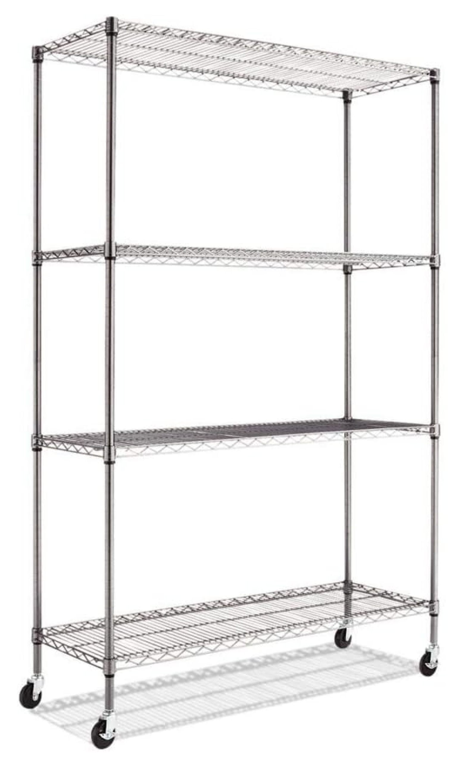 72" Anthracite Black Steel Mobile Shelf Rack with 4 Shelves