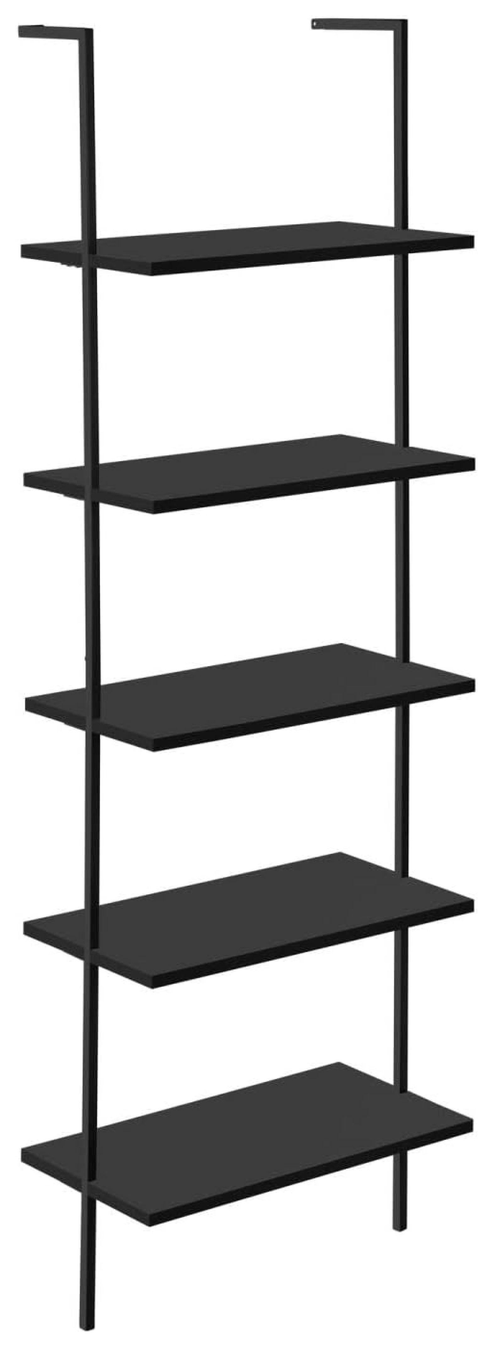 Black Metal 5-Tier Ladder Bookshelf