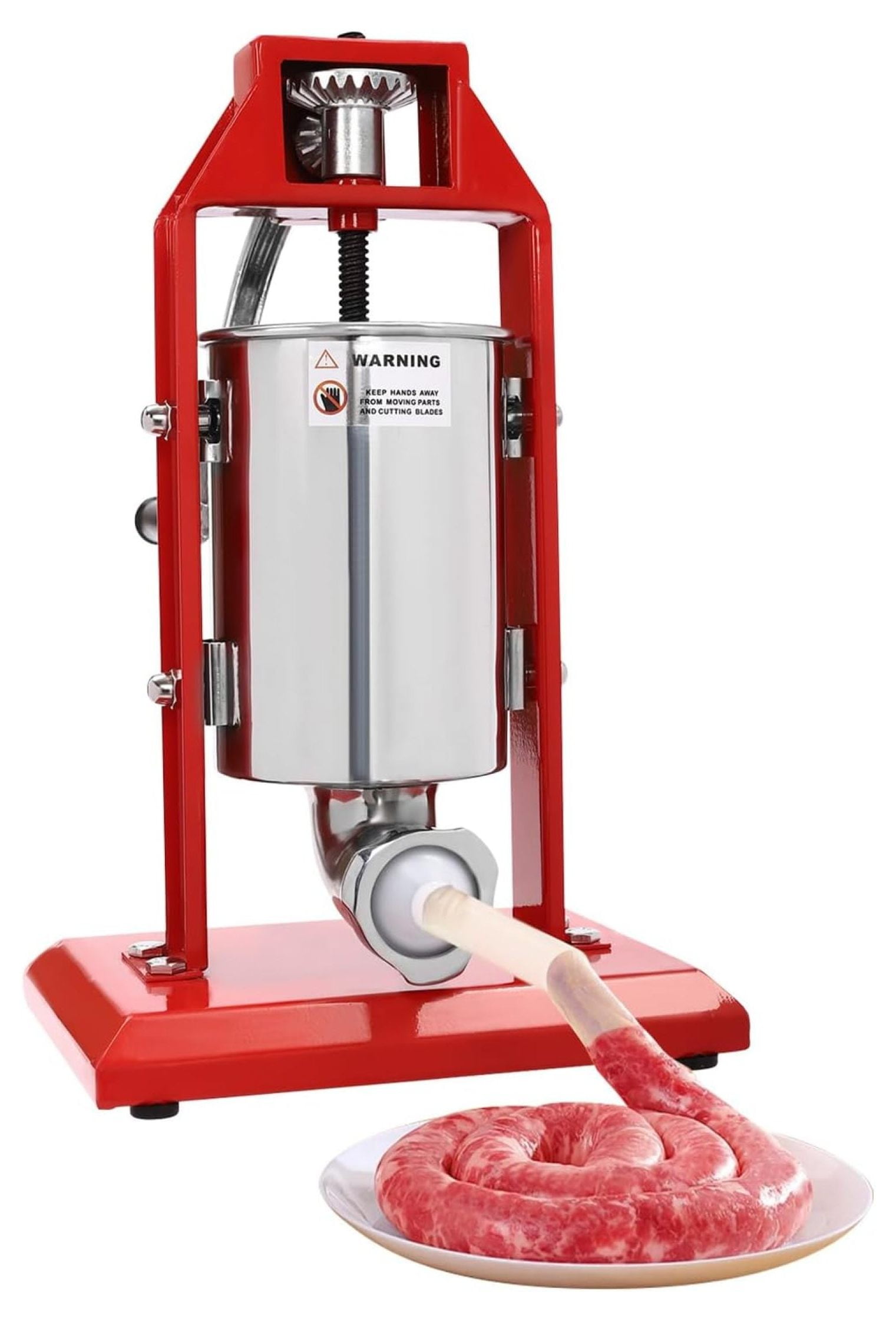 Wension Manual Sausage Stuffer Maker, 3L Vertical Meat Stuffer with 4 Plastic Tubes, Manual