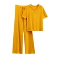 thumbnail image 1 of Wensltd 2 Piece Outfits For Women Casual Short Sleeve Hooded Blouse and Wide Leg Pants Sets, 1 of 3