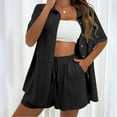 thumbnail image 1 of Wensltd 2 Piece Outfits for Women Casual Beach Vacation Lapel Tops and Short, 1 of 7