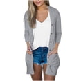 thumbnail image 1 of Wensltd 3/4 Sleeve Cardigan for Women Loose Casual Button Tops Blouse Solid Color, 1 of 7