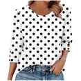 thumbnail image 1 of Wensltd 3/4 Sleeve Shirt for Women Print Round Neck Fashion Spring Summer Daily Wear Top, 1 of 7