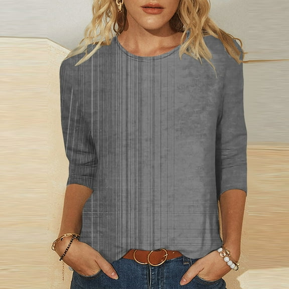 Wensltd 3/4 Sleeve Shirts for Women Casual Summer Tops Trendy Blouses Cute Printed T-Shirts Outfits Clothes