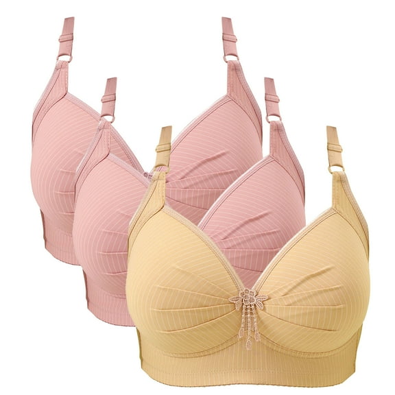 Wensltd 3PC Wireless Bras for Women Push Up Breathable Comfy Lightweight Plus Size Bras Underwear
