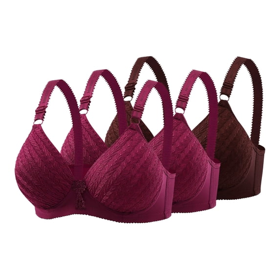 Wensltd 3PC Women Bras Back Closure Adjustable Straps Thin Breathable Wireless Bra for Everyday Wear Lightweight Comfort Fit Bras