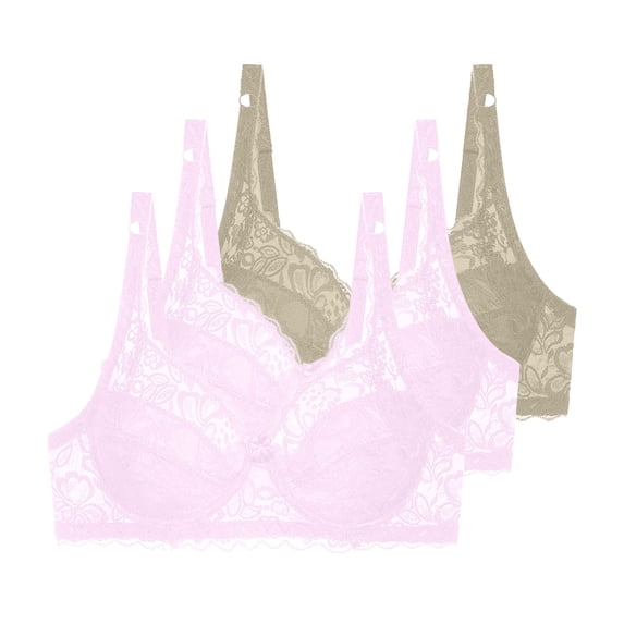 Wensltd 3PC Women's Bra Solid Color Lace Plus Size Bra Push Up Thin Breathable Fashion Style Blue
