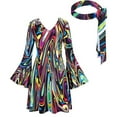 thumbnail image 1 of Wensltd 70s Disco Outfit Women Halloween Dress Costume Hippie Clothes Long Sleeve V Neck, 1 of 5