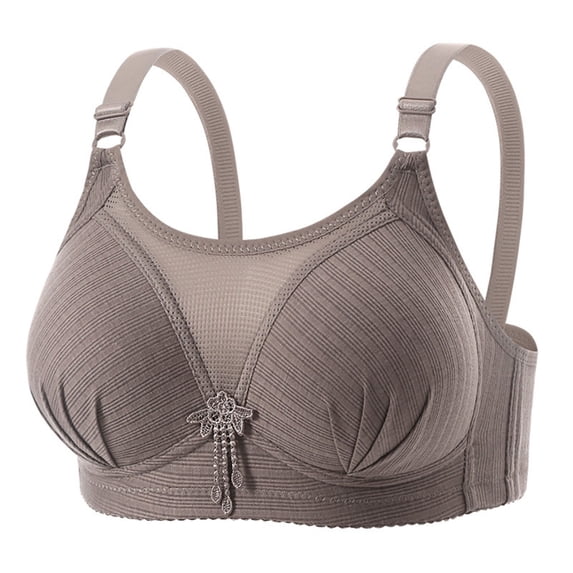 Wensltd Adjustable Bras Women Plus Size Wireless Lace Trim Support Push Up Comfortable Fit Front Closure Bras 38B to 44C