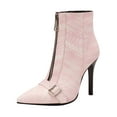 thumbnail image 1 of Wensltd Ankle Boots High Heels for Women Pointed Toe Zipper and Buckle Details Dressy Heels Pink, 1 of 8