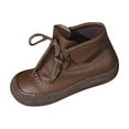 thumbnail image 1 of Wensltd Ankle Boots for Women Brown Lace Up Round Toe Spring Fall Fashion Flat Soft Sole Shoes, 1 of 9