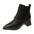 thumbnail image 1 of Wensltd Ankle Boots for Women Fashion Thick Sole Lace Up Chunky Wedge Booties Shoes Black, 1 of 9