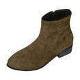 thumbnail image 1 of Wensltd Ankle Boots for Women Low Heel Round Toe Short Booties with Side Zipper Fall Winter Suede Boots, 1 of 6