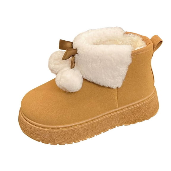 Wensltd Ankle Boots for Women Round Toe Snow Boots Winter Fashion Thick Bottom Shoe Black