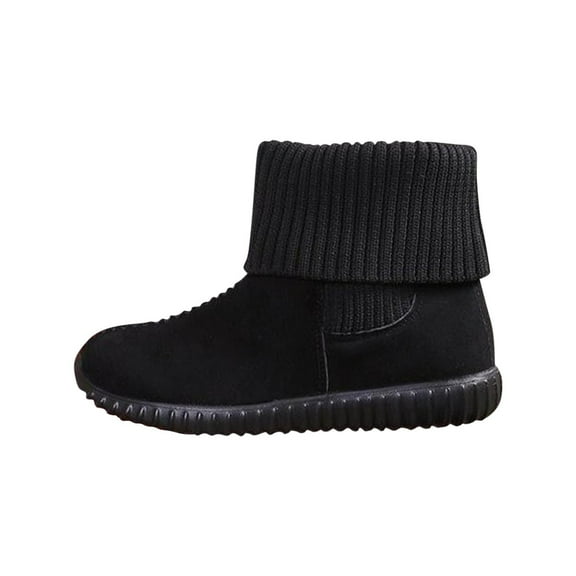 Wensltd Ankle Boots for Women Wide Width Round Toe Fashion Casual Low Calf Short Warm Boots Black