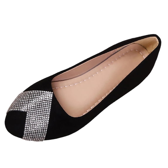 Wensltd Ballet Flats for Women Breathable Comfortable Lightweight Spring Fall Walking Shoes Black