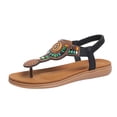 thumbnail image 1 of Wensltd Beach Sandals for Women Bohemian Elastic Flat Flip Flop Sandals Casual Summer Outdoor Vacation Walking Shoes Black Black, 1 of 6