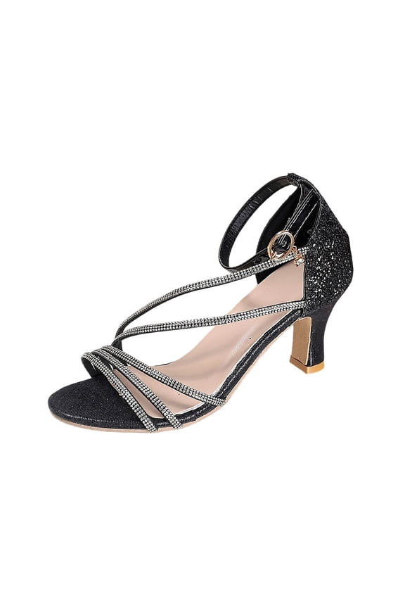 Black Heels for Women Open Toe Wedding Pumps Shallow Mouth Shoes Party Prom Work Dress Shoes