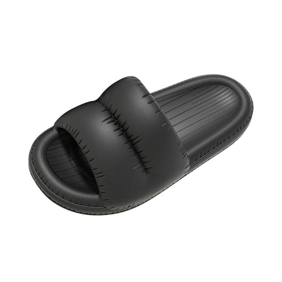 Wensltd Black House Slippers for Mens Cushioned Comfortable Thick Sole Bathroom Shower Shoes