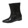 thumbnail image 1 of Wensltd Black Wide Calf Boots for Women British Style Solid Color Trendy Wedge Heel Ankle Boots​, 1 of 7