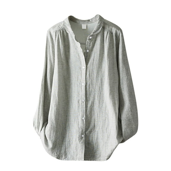 Wensltd Button Down Shirts for Women Casual Lapel Long Sleeve Lightweight Tops Spring Outfits