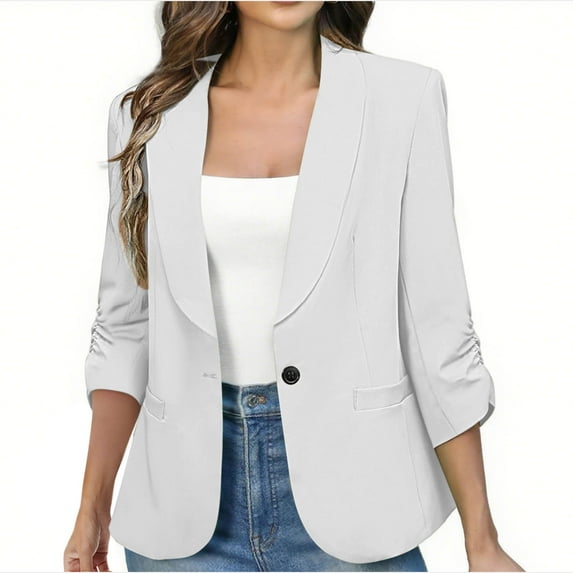 Wensltd Cardigan Jacket for Women Solid Color Fashion Long Sleeve Work Casual Coat Blouse