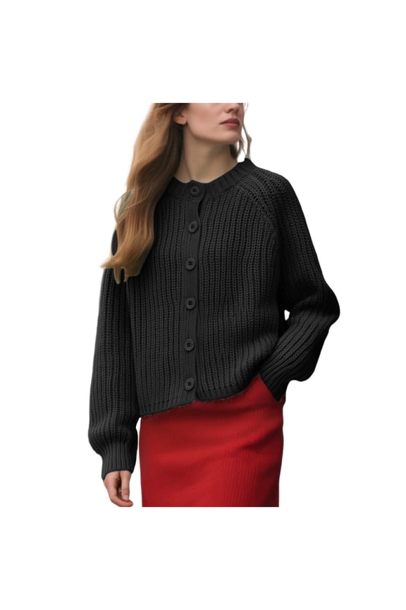 Cardigan Sweater for Women Button Up Open Front Long Sleeve Black Sweaters