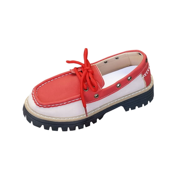 Wensltd Casual Shoes for Women Loafers with Bow Front Lace Up Round Toe Chunky Heel Flats for Women All Seasons