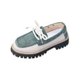 thumbnail image 1 of Wensltd Casual Shoes for Women Loafers with Bow Front Lace Up Round Toe Chunky Heel Flats for Women All Seasons, 1 of 9