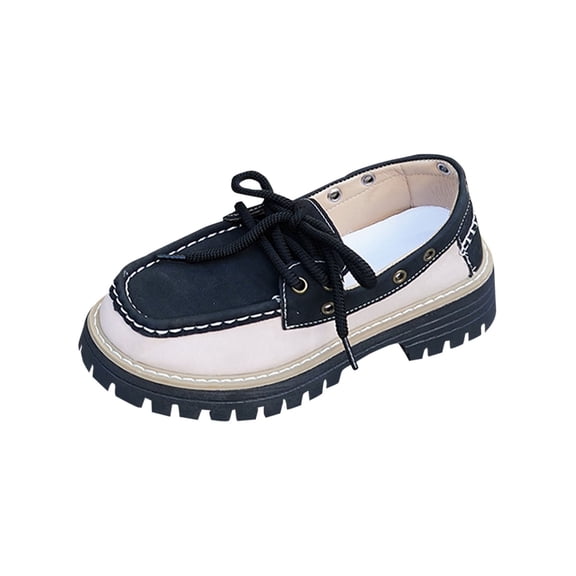 Wensltd Casual Shoes for Women Loafers with Bow Front Lace Up Round Toe Chunky Heel Flats for Women All Seasons