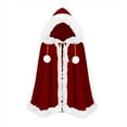 thumbnail image 1 of Wensltd Christmas Hooded Cape for Women Men Trim Ruffle Solid Color Winter Fleece Cozy Warm Holiday Party Outfit Festive Style, 1 of 3