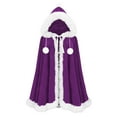 thumbnail image 1 of Wensltd Christmas Hooded Cape for Women Men Trim Ruffle Solid Color Winter Fleece Cozy Warm Holiday Party Outfit Festive Style, 1 of 3