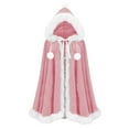 thumbnail image 1 of Wensltd Christmas Hooded Cape for Women Men Trim Ruffle Solid Color Winter Fleece Cozy Warm Holiday Party Outfit Festive Style, 1 of 3