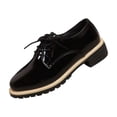 thumbnail image 1 of Wensltd Comfort Walking Shoes Women Fashion Loafers Thick Sole Shoes Low Heel Round Toe Lace Up Black, 1 of 9