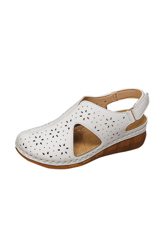 Comfortable Closed Toe Sandals for Women Summer Wedge Heel Soft Sole Strappy Sandals Lightweight Outdoor