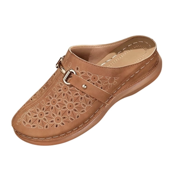 Wensltd Comfortable Closed Toe Sandals for Women Wedge Heel Sandals Solid Color Wide Width Soft Sole Sandals