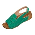 thumbnail image 1 of Wensltd Dressy Sandals for Women Casual Solid Color Thick Sole Beach Peep Toe Wedge Sandals Breathable for Summer Holiday Green, 1 of 9