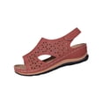 thumbnail image 1 of Wensltd Dressy Sandals for Women Casual Spring Summer Versatile Beach Wedge Solid Color Round Toe Soft Sole Sandals Watermelon Red, 1 of 9