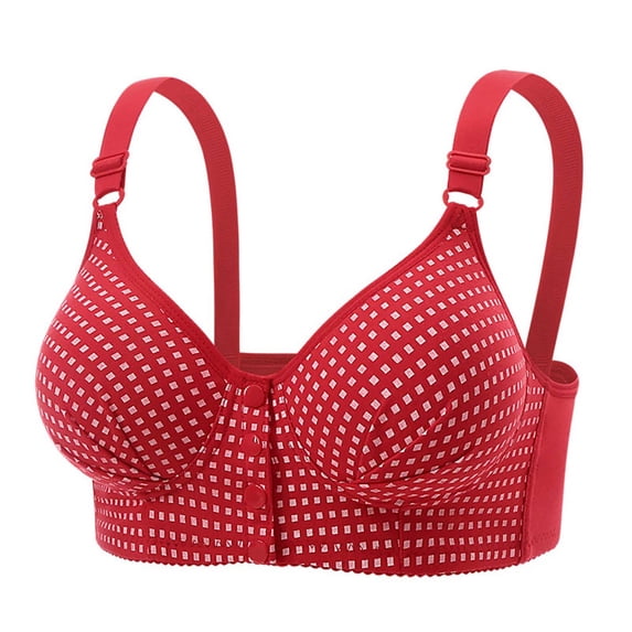 Wensltd Everyday Adjustable Bras Women Plus Size Wireless Lace Trim Support Push Up Comfortable Fit Front Closure Bras