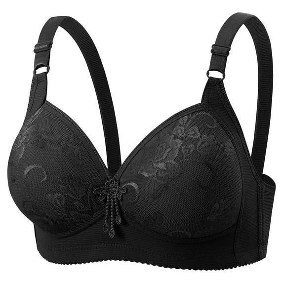 Wensltd Everyday Minimizer Bras Women Wireless Comfortable Fit Back Closure Bras Lace Trim Breathable Push Up Support Bras