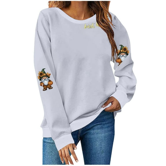 Wensltd Fall Pumpkin Sweatshirt for Women Pullovers Tops Thanksgiving Long Sleeve Shirt