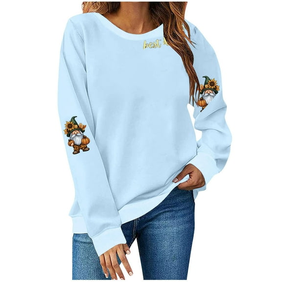 Wensltd Fall Pumpkin Sweatshirt for Women Pullovers Tops Thanksgiving Long Sleeve Shirt