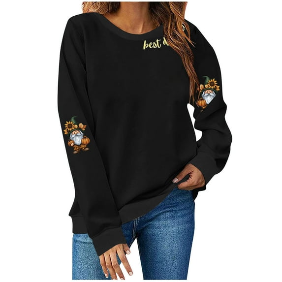 Wensltd Fall Pumpkin Sweatshirt for Women Pullovers Tops Thanksgiving Long Sleeve Shirt