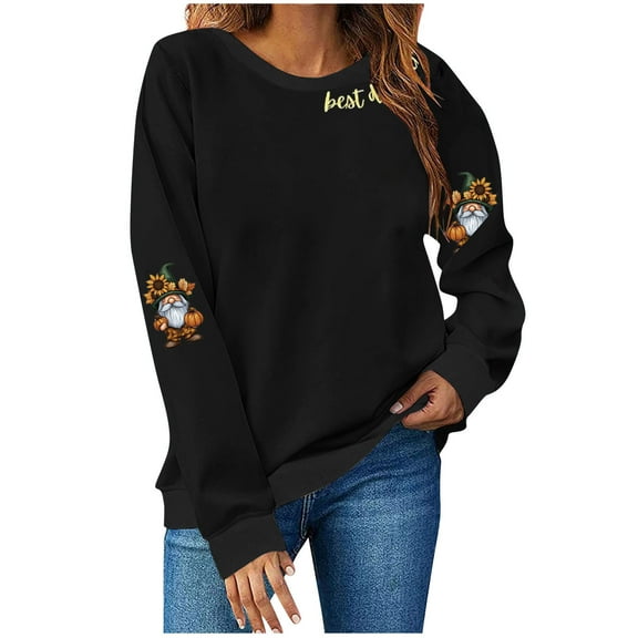 Wensltd Fall Pumpkin Sweatshirt for Women Pullovers Tops Thanksgiving Long Sleeve Shirt