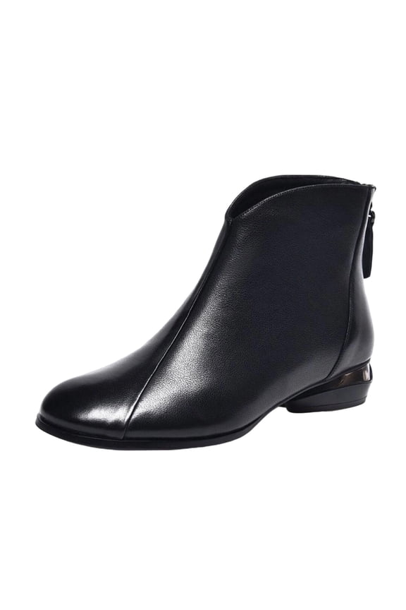 Fall Shoes for Women Wide Width Round Toe Fashion Solid Color Comfortable Flat Ankle Boots