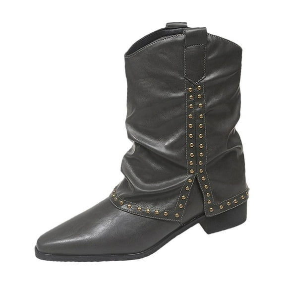 Wensltd Fall Shoes for Women Wide Width Round Toe Fashion Solid Color Comfortable Flat Ankle Boots