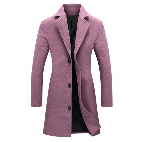Wensltd Fall Thick Wool Coat Women Solid Color Casual Stand Collar Button Long Sleeve No Hood Outer Jacket Brown