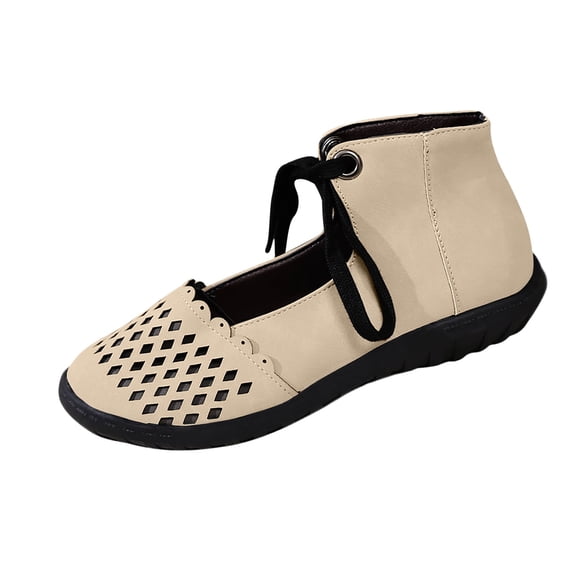 Wensltd Fashion Lace Up Flat Shoes for Women Breathable Round Toe Lightweight Shoes Daily