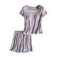 thumbnail image 1 of Wensltd Fashion Lightweight Pajamas for Women 2 Piece Set Soft Sleepwear Built in Bra Short Sleeve Top and Shorts Home Clothing S-XXL, 1 of 5